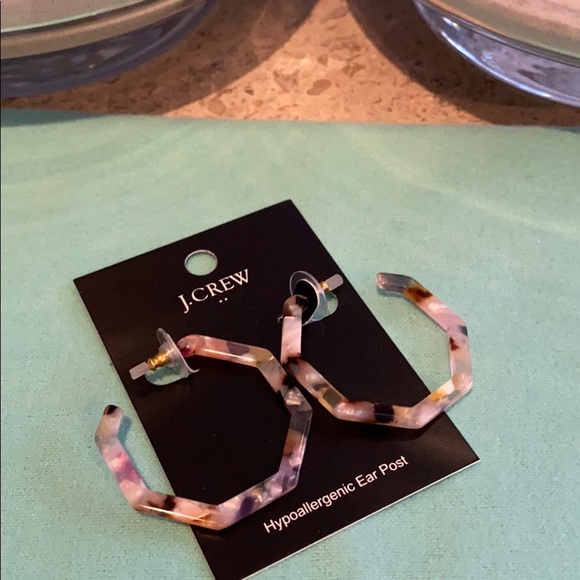 J. Crew Tortoise multi color hexagon earrings. - Picture 3 of 8